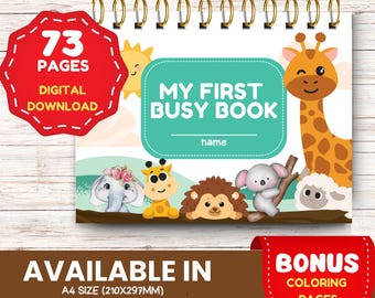 Toddler Busy Book: Personalized Educational Learning Binder Montessori Printable Activity Worksheets Kindergarten Pre-K Kids Materials