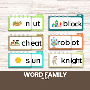 Word Family Flip Book | Kindergarten Phonics Activity | Preschool Reading Binder | Printable Literacy Center | Homeschool CVC Practice