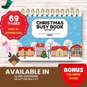 Christmas Toddler Busy Quiet Book printable activity personalized digital download educational learning binder gift for kids and toddler