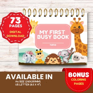 Toddler Busy Book printable activity personalized educational learning binder quiet book for toddler