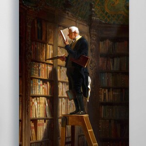 Carl Spitzweg - The Bookworm. Canvas painting, Home decor, Fine art prints, Giclee canvas, Ready to hang, Living room decor, Canvas art