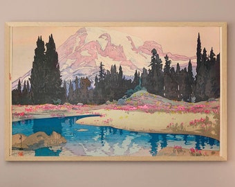 Yoshida Hiroshi - Mt. Rainier. Japanese art print, Giclee wall art, Asian art, Japanese art print, Fine art prints, Landscape nature