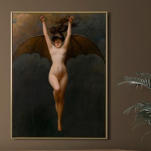 Albert Joseph Penot – La Femme Chauve-Souris, The Bat Woman. Mystical woman art, Gothic dark wall art, Magic woman, Gothic home decor