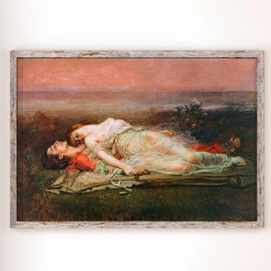 Rogelio de Egusquiza - Tristan and Isolt Death. Couple wall art, Love art print, Bedroom decor, Fine art prints, Giclee canvas, Romantic art