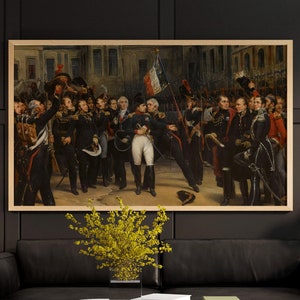 Antoine Montfort - Napoleons farewell to the Imperial Guard. Historical wall art, Classic decor, Vintage art prints, Canvas painting