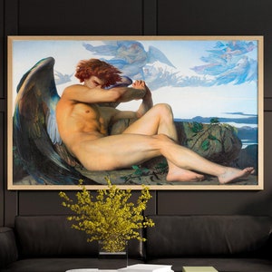 Alexandre Cabanel - The Fallen Angel. Demon art, Dark gothic wall art, Painting on canvas, Famous art, Ready to hang, Canvas art print
