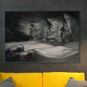 The Witches by Tomkins – Dark Fantasy Art Print, Fine Art Canvas, Giclee Reproduction, Gallery Wrapped, Occult Wall Decor, Classic Painting