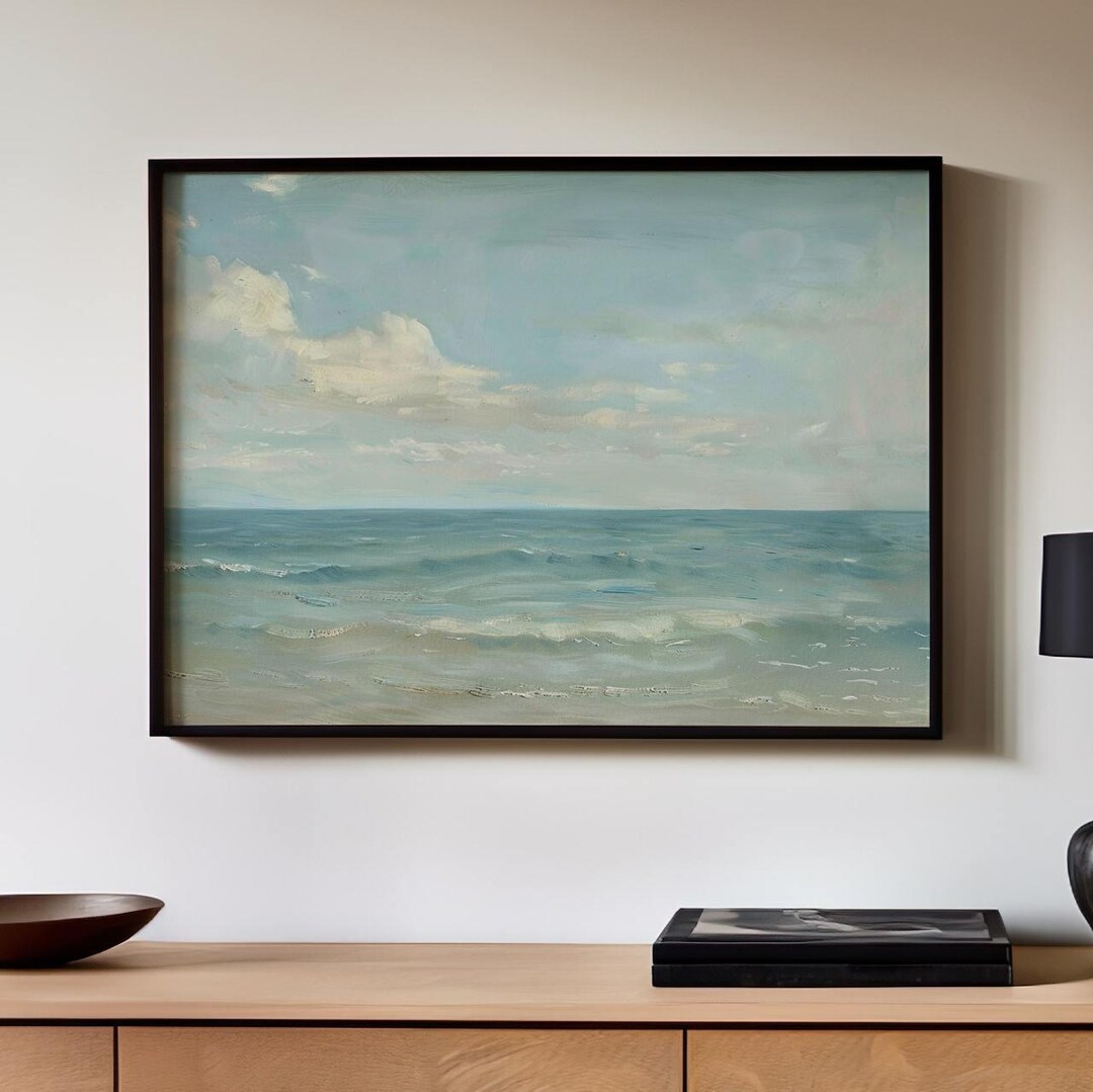 Ocean Oil Painting Print, Framed Coastal Canvas Art, Large Beach Wall ...
