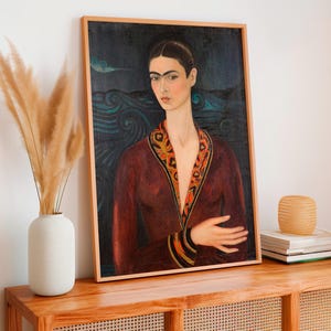 frida kahlo red velvet dress Self-portrait inspired by Frida Kahlo's Portrait. #selfportraits