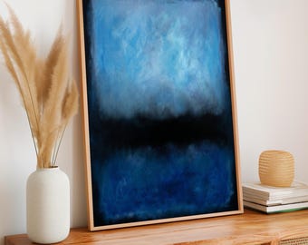 Rothko Blue and Black Canvas Print, Minimalist Abstract Wall Art, Modern Ready to Hang Decor, ART413