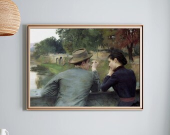 Les Amoureux by Émile Friant (1888) – Classic Realism Painting, Fine Art Canvas Print, Giclee Reproduction, Gallery Wrapped, Wall Decor