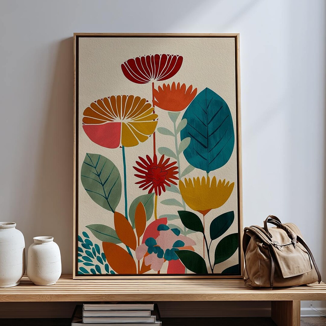 Colorful Botanical Wall Art Print, Modern Floral Poster, Vibrant Flower ...