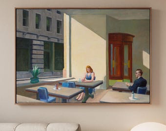Edward Hopper, Sunlight in a Cafeteria - Yale University Art Gallery Print, Classic American Wall Art, Cafeteria Canvas Decor