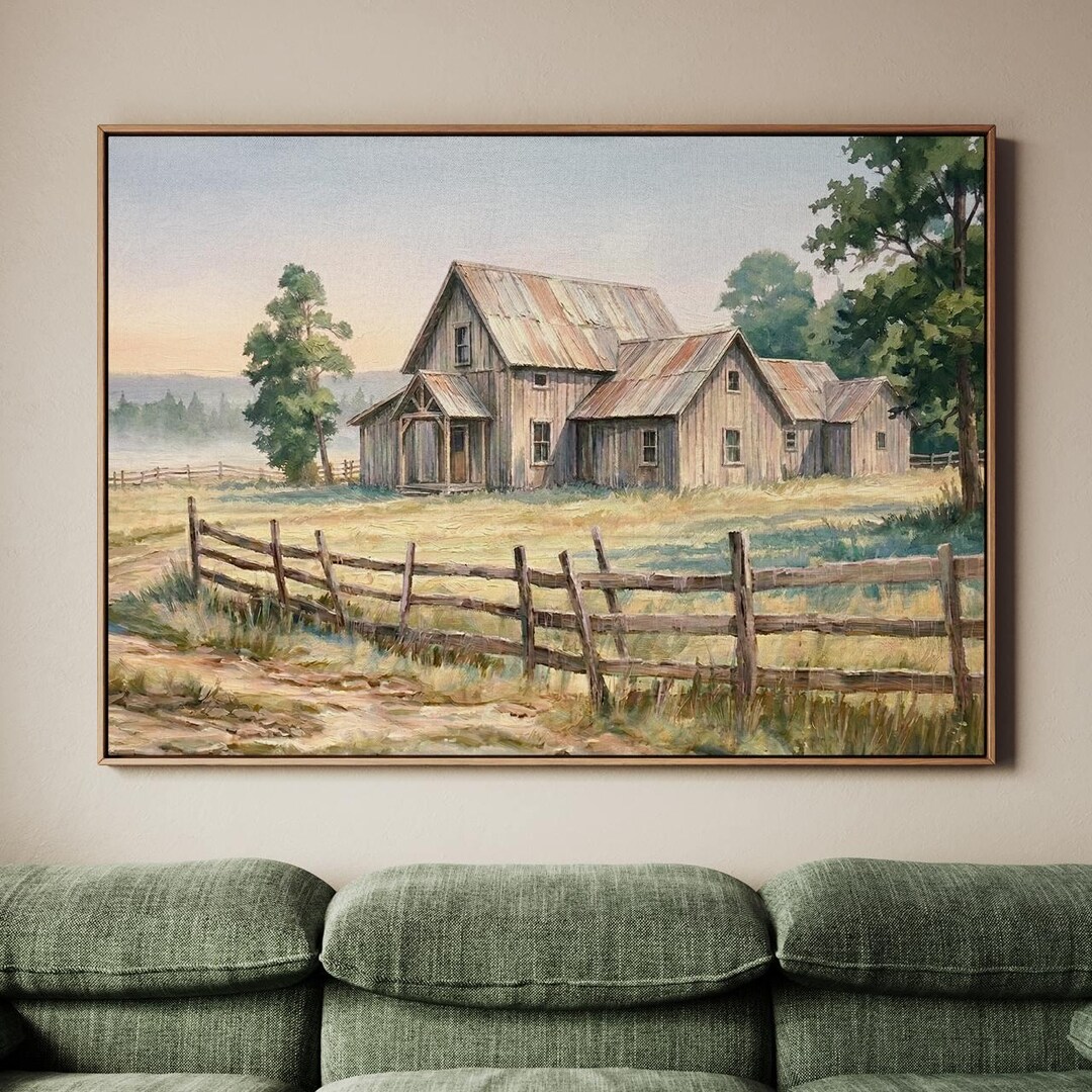 Vintage Old Barn Canvas Large Farmhouse Wall Art Print, Rustic Wood ...