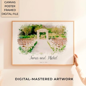 Wedding Venue Print Personalized Location Art Watercolor Venue Drawing Anniversary Romantic Gift for Couple Wedding Venue Art