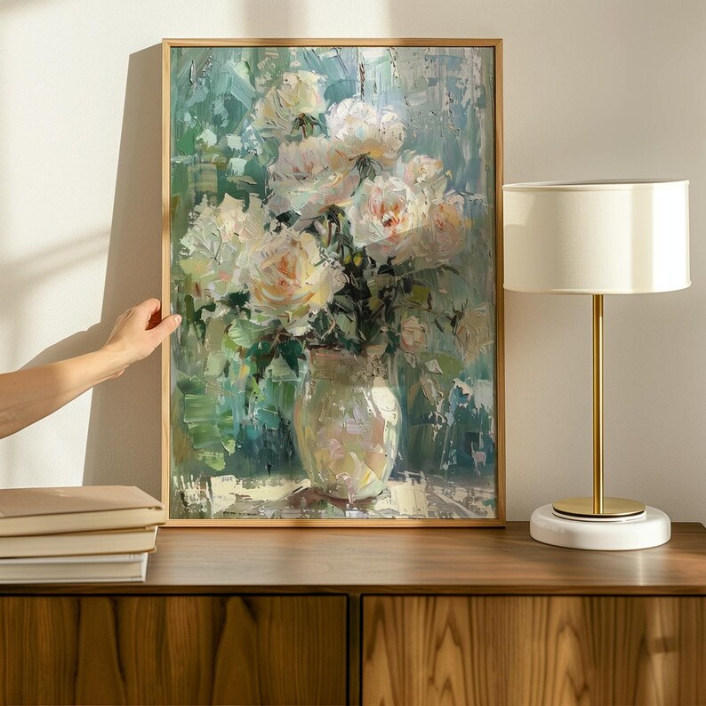 Large Framed Botanical Still Life Poster, Vintage Floral Wall Art ...