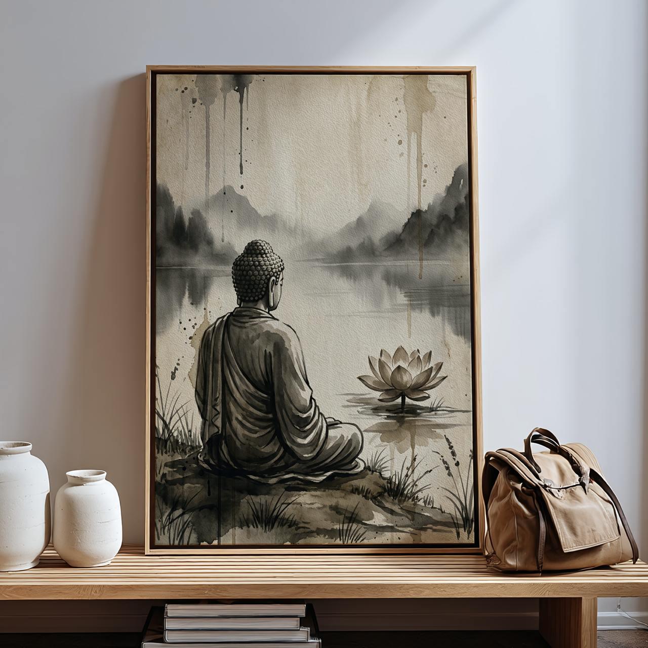 Gloomy Zen Buddha Wall Art Poster or Canvas Print, Bodhi Tree ...
