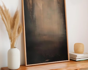 Abstract Framed Canvas Wall Art, Black and Brown Neutral Print, Minimalist Modern Home Decor, ART153