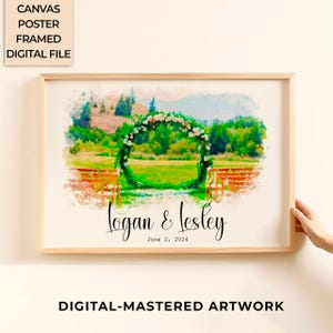 Wedding Venue Art Watercolor, Canvas Print, Personalized Location Art, 1st Anniversary Gift, Romantic Present for Wife or Husband