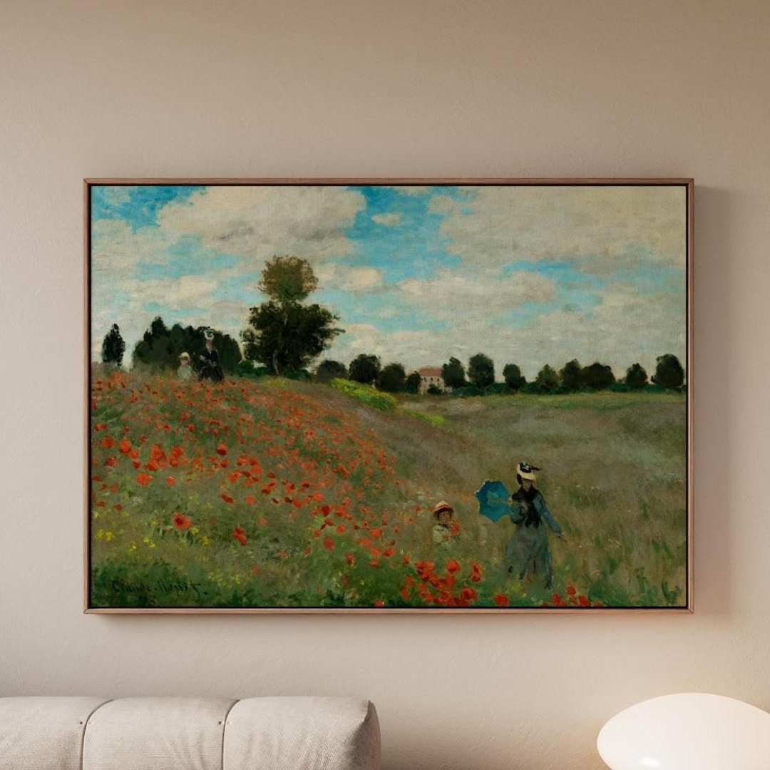 Claude Monet Poppy Field Near Argenteuil Framed Canvas Print ...