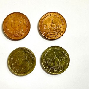 Collectible coins, Thailand 25 Satang  Rama IX Portrait, The Marble Temple, Thailand Old Currency, Asia Cash Money