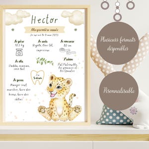 Affiche murale Personnalisée 1 an bébé / anniversaire / poster / enfant / décoration/ chambre / idée cadeau / annonce / personnalisable