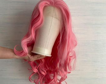 Pink Color Lace Front  Synthetic Cosplay Wig  Big Curly  , Drag Queen Wig