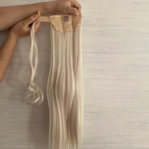 合成ストレートロングクリップインポニーテールヘアエクステンション