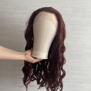 Red Brown Color Lace Front  Synthetic Wig Water Wave Good Quality Cosplay wig , Drag Queen Wig ,Party Wig