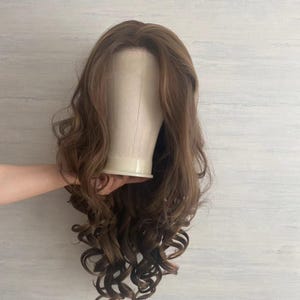 Mix Color 8/27 Long Curly Lace Front  Synthetic Wig Good Quality Cosplay wig , Drag Queen Wig ,Party Wig