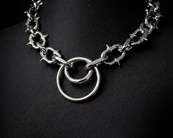 SPIKE MAIDEN - Chunky o ring spike chain necklace goth alternative dark fashion