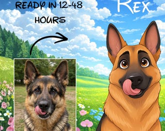 Retrato de mascota personalizado en estilo caricatura | Ilustración de perro y gato | Arte de mascotas inspirado en Pixar | Dibujo de mascota digital estilo Disney