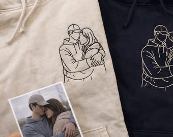 Sudadera bordada personalizada en calidad premium, para parejas o amigos, bordada a partir de una foto, regalo de San Valentín.