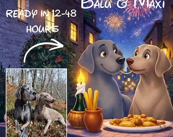 Retrato de mascota personalizado al estilo Disney • Ilustración de perro y gato de dibujos animados • Descarga digital • Adorable obra de arte para mascotas • Arte inspirado en Pixar para mascotas Regalo para mascotas