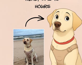 Retrato de mascota personalizado en estilo caricatura | Ilustración de perro y gato | Arte de mascotas inspirado en Pixar | Dibujo de mascota digital estilo Disney