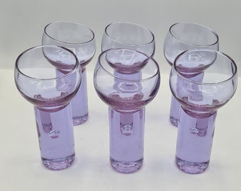 Contemporary Vintage McM Lilac Neodymium ALEXANDRITE Crystal wine glasses with bubble SERGIO ASTI for Arnolfo di Cambio, Set of 6