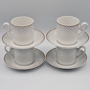 Vintage MCM JAEGER BAVARIA Germany Espresso cup and saucer set, small demitasse coffee cups, Bavarian cups gold blue