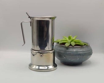 Vintage 1980's ALPU PUPPIENI "Big Joe" 6 cup Stylish Elegant Italian Stovetop Moka Coffee maker Espresso Stainless Steel Memphis Design