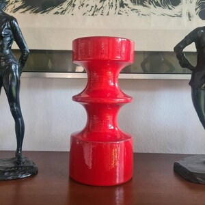 vintage FAT LAVA McM Mid-Century Modern 1966 Red Cari ZALLONI Candleholder for Steuler Keramik Continua series Op Art Space Age