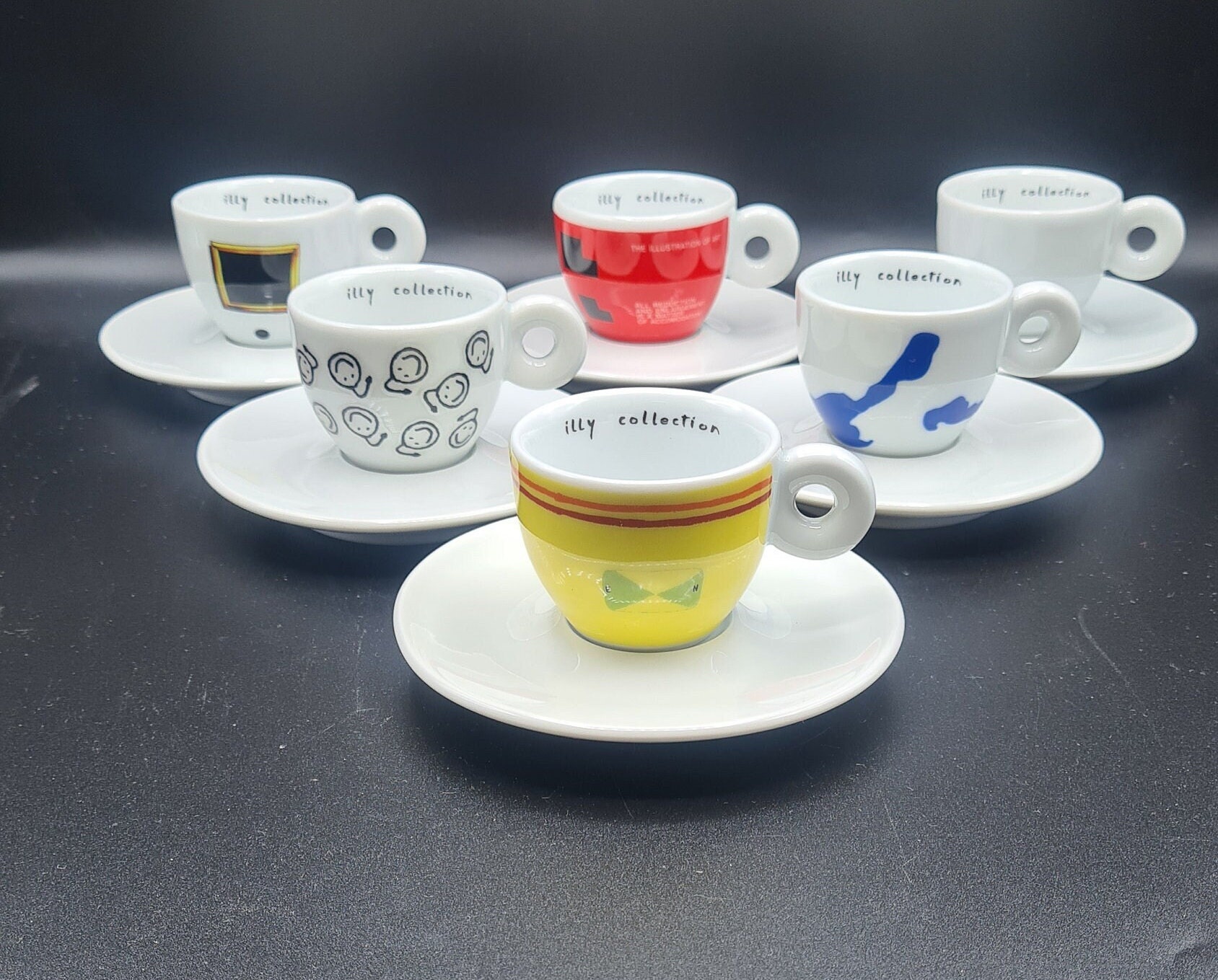 Ensemble de 6 tasses à expresso signées ILLY ArT CoLLECTION