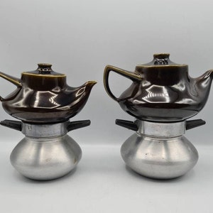 LETIZIA MANCIOLI 1970s Espresso maker, Italian coffee maker, Patented coffeepot, Brown stovetop espresso moka, ceramic coffee maker