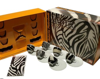 Set of 6 Signed ILLY ArT CoLLECTION Espresso cup set,  Special Artist ltd ed, ROBERTA PIETROBELLI "Zebra" 1999 In Original Gift Box