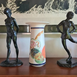 ROSENTHAL Porzellan Studio Linie Line Alta Mira Flared Rare Multicolor Vintage Vase West Germany por GILBER PORTANIER Década de 1970 Década de 1980