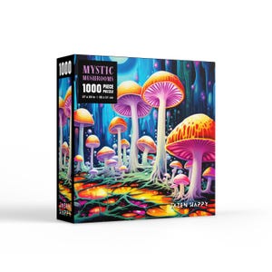 Jigsaw Puzzle for Adults and Families - 1000 Pieces - Mystic Mushrooms - Jazen Happy - 27x20 inch - Poster Included - High Quality Puzzle