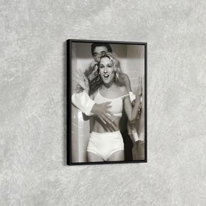 Carrie and Mr. Big Canvas Print: SATC Black & White TV Show Decor