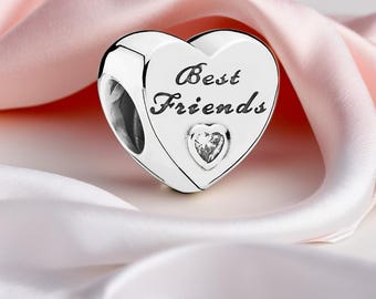 Friendship Heart Charm Friendship Sparkle Sterling Silver Rhinestone Jewellery for Women Trending Presents for Special Celebrations