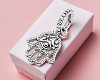 Dije colgante de mano de Fátima en plata de ley, talismán espiritual