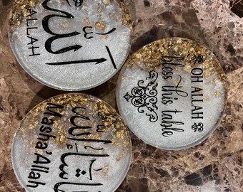Posavasos islámicos personalizados, caligrafía árabe, regalo de inauguración de la casa