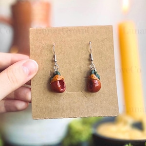Mokoorbellen appel | Gezellige herfstsieraden | Handgemaakte kleioorbellen | Oorbellen fruitmok | Herfstcadeau voor haar | Grillige sieraden