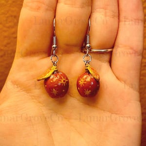 Fantastic Fox-Inspired Earrings | Apple Dangle Earrings | Whimsical Apple Earrings
